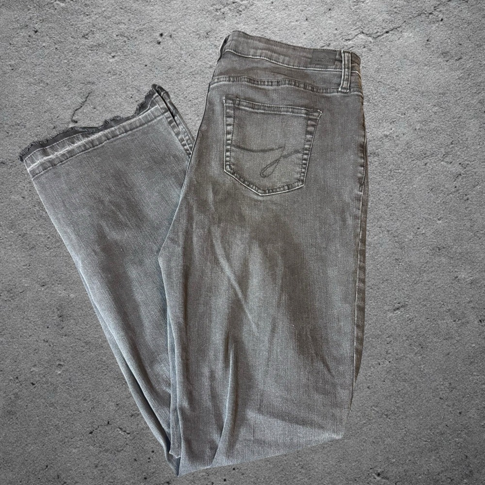 Jordache Womens 14 Black Gray Flare Jeans Distressed Raw Hem Y2K Grunge Denim